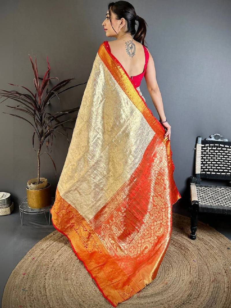 Woven design zari silk blend designer kanjeevaram saree