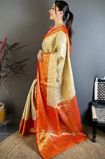 Woven design zari silk blend designer kanjeevaram saree