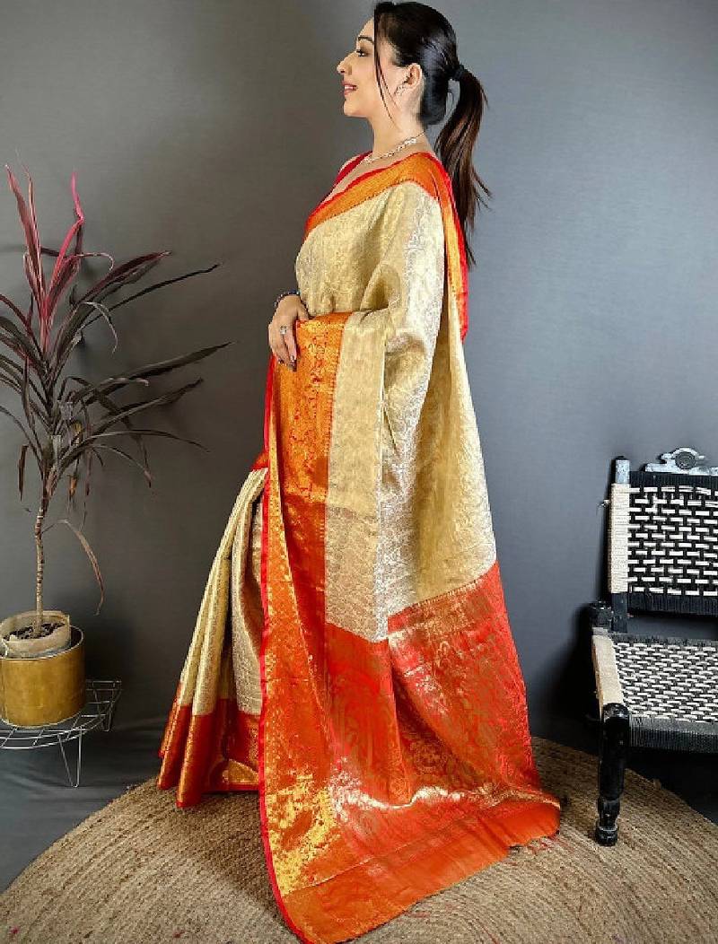 Woven design zari silk blend designer kanjeevaram saree