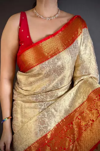 Woven design zari silk blend designer kanjeevaram saree