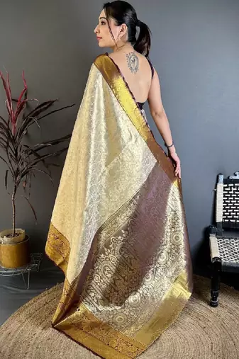 Women woven design zari silk blend designer kanjeevaram saree