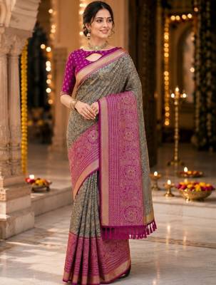 Woven design zari art silk kanjeevaram saree 1