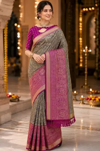 Woven design zari art silk kanjeevaram saree