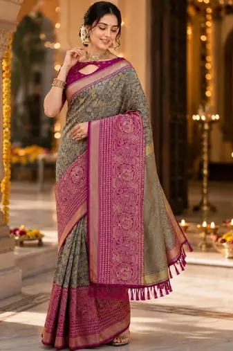 Woven design zari art silk kanjeevaram saree