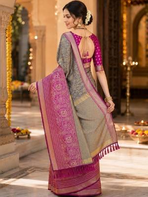 Woven design zari art silk kanjeevaram saree 3