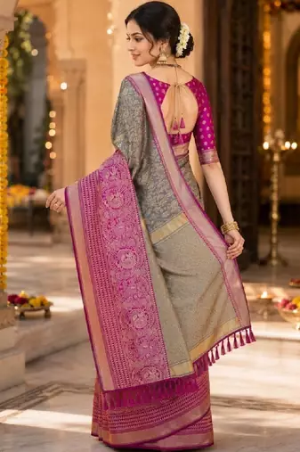 Woven design zari art silk kanjeevaram saree
