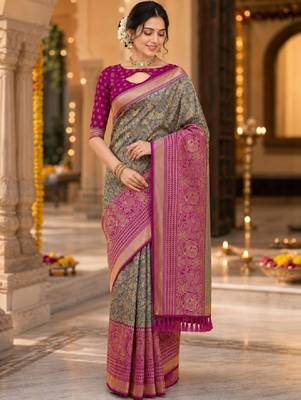 Woven design zari art silk kanjeevaram saree 4
