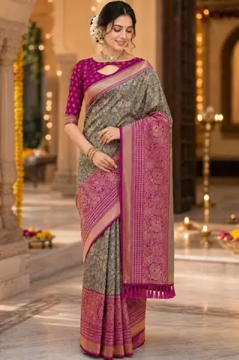 Woven design zari art silk kanjeevaram saree