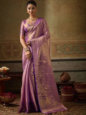 Woven design zari silk blend designer kanjeevaram saree 1