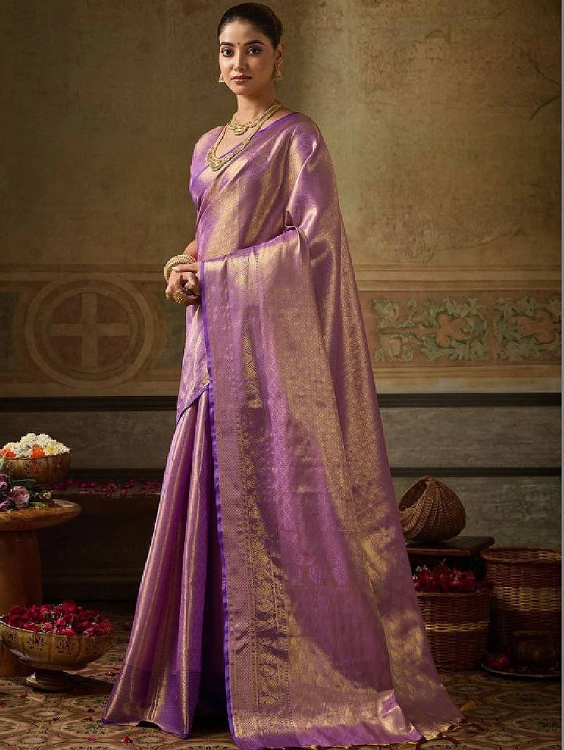 Woven design zari silk blend designer kanjeevaram saree