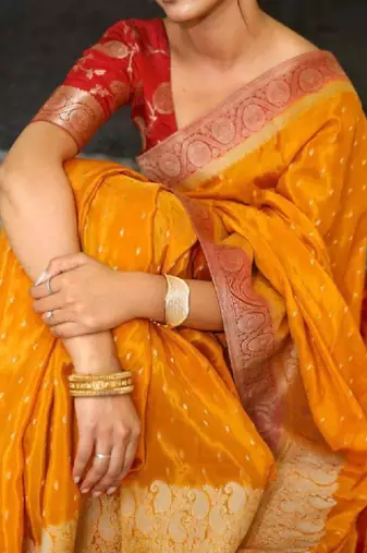 Woven design zari silk blend heavy work kanjeevaram saree
