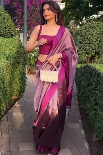 Striped silk blend kanjeevaram saree