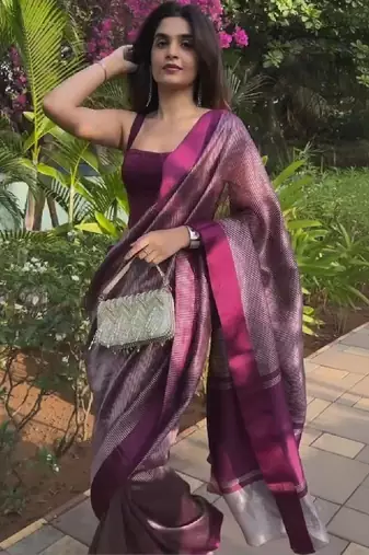 Striped silk blend kanjeevaram saree