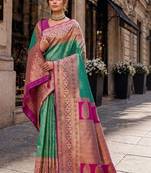 Woven design zari silk blend designer kanjeevaram saree