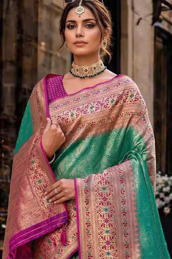Woven design zari silk blend designer kanjeevaram saree