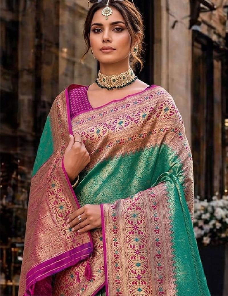 Woven design zari silk blend designer kanjeevaram saree