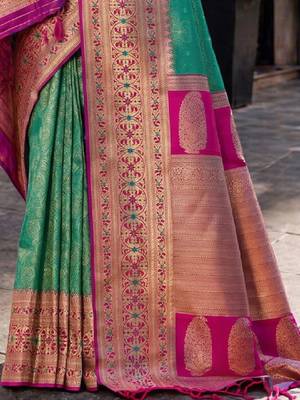 Woven design zari silk blend designer kanjeevaram saree 3