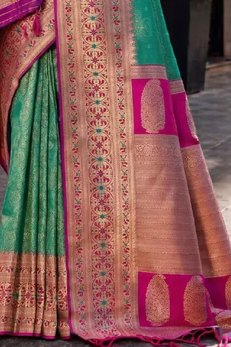 Woven design zari silk blend designer kanjeevaram saree