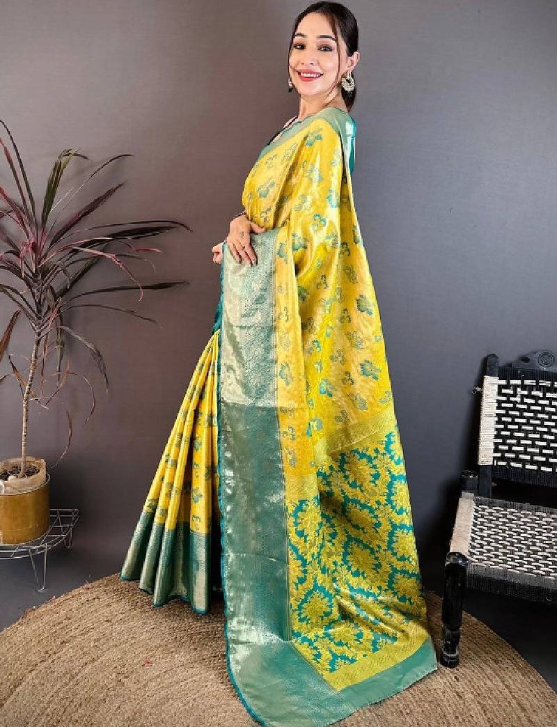 Woven design zari silk blend kanjeevaram saree
