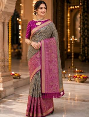 Woven design zari art silk kanjeevaram saree 1