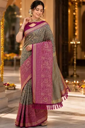 Woven design zari art silk kanjeevaram saree