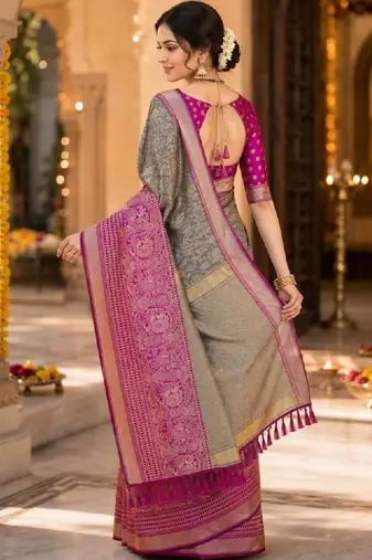 Woven design zari art silk kanjeevaram saree