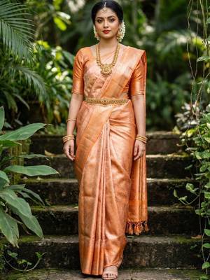 Woven design zari art silk handloom kanjeevaram saree 1
