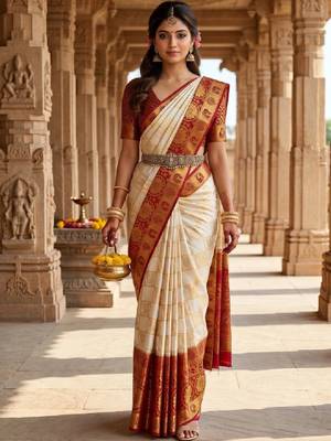 Woven design zari art silk designer kanjeevaram saree 1