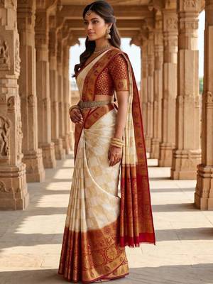 Woven design zari art silk designer kanjeevaram saree 3