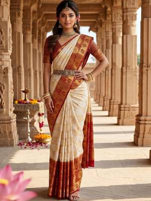 Woven design zari art silk designer kanjeevaram saree 4