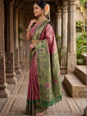 Woven design zari art silk designer kanjeevaram saree 3