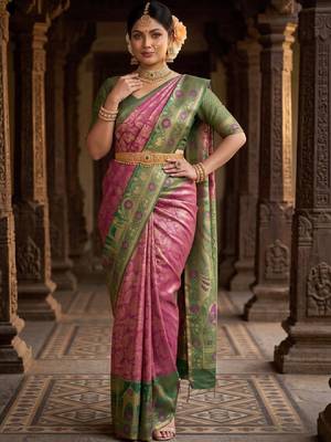Woven design zari art silk designer kanjeevaram saree 4