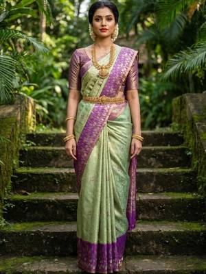 Woven design zari art silk designer kanjeevaram saree 1