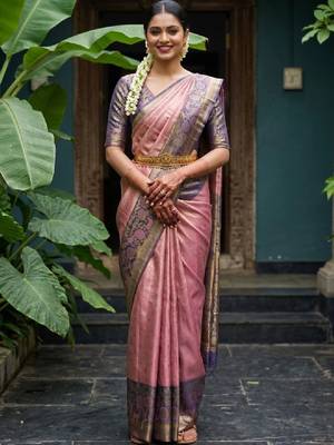 Woven design zari art silk designer kanjeevaram saree 1