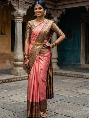 Woven design zari art silk designer kanjeevaram saree 4