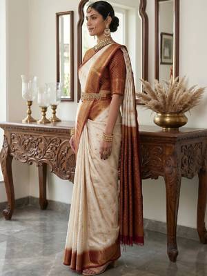 Woven design zari art silk designer kanjeevaram saree 3