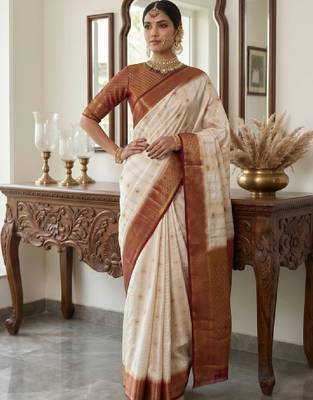 Woven design zari art silk designer kanjeevaram saree 4