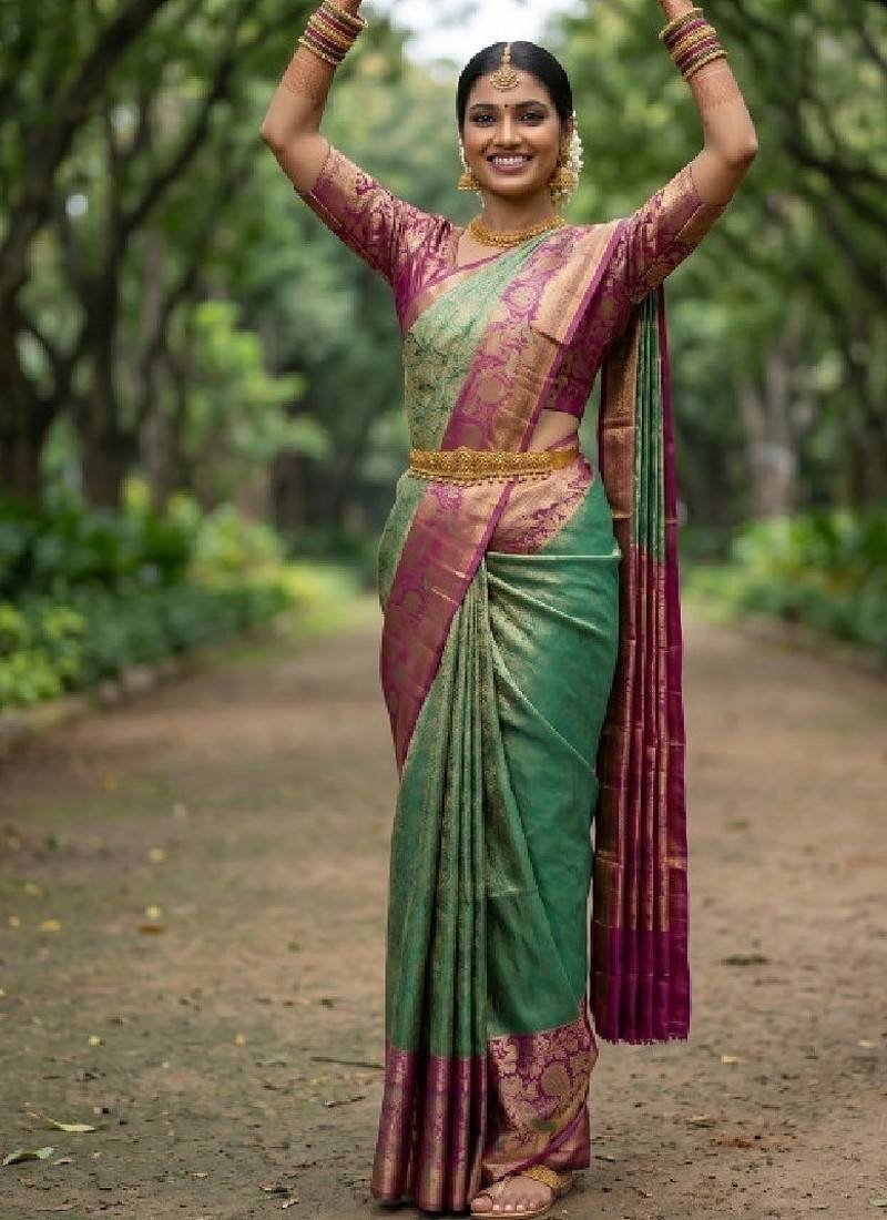 Woven design zari art silk designer kanjeevaram saree