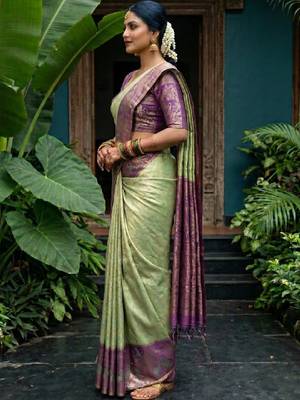 Woven design zari art silk designer kanjeevaram saree 3