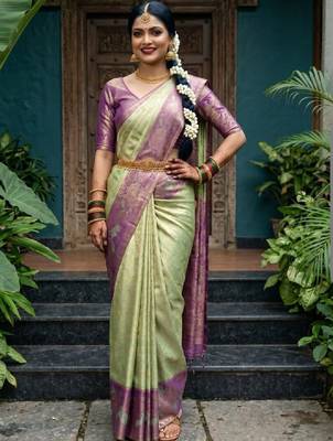 Woven design zari art silk designer kanjeevaram saree 4