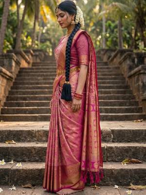 Woven design zari art silk designer kanjeevaram saree 2