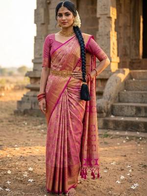 Woven design zari art silk designer kanjeevaram saree 4