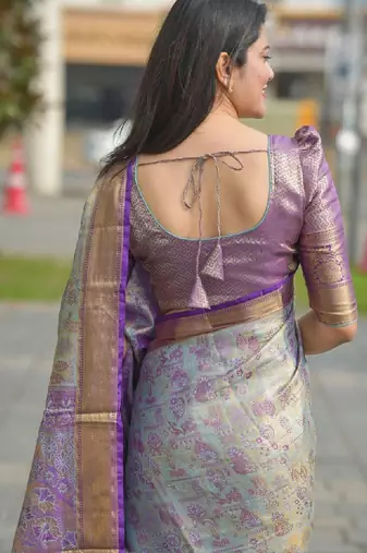 Woven design zari silk blend kanjeevaram saree