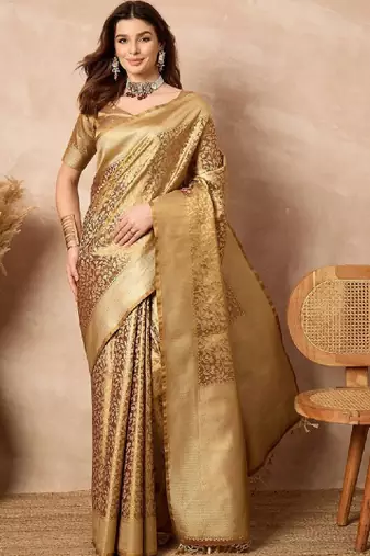 Woven design zari silk blend designer kanjeevaram saree