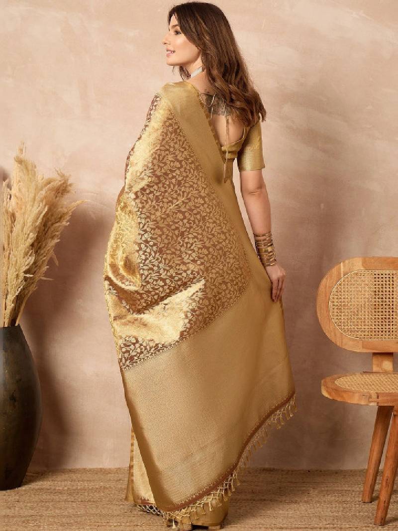 Woven design zari silk blend designer kanjeevaram saree
