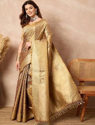 Woven design zari silk blend designer kanjeevaram saree 3