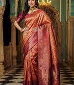 Floral zari silk blend designer kanjeevaram saree