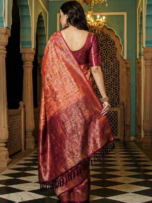 Floral zari silk blend designer kanjeevaram saree 2