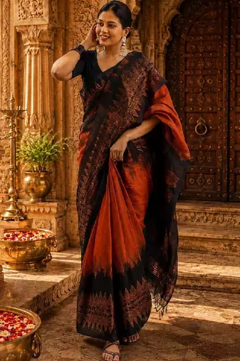 Ethnic motifs zari handloom kanjeevaram saree