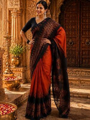 Ethnic motifs zari handloom kanjeevaram saree 3